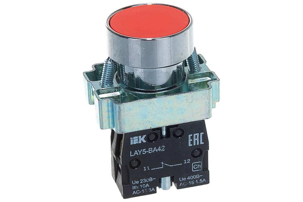 Кнопка управления LAY5-BA42 без подсветки красная 1р IEK