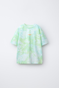 ZARA ПИЖАМА TIE-DYE С НАДПИСЬЮ, ЗЕЛЕНЫЙ