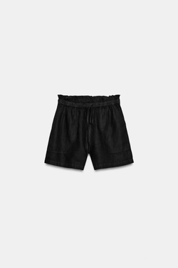 ZARA ШОРТЫ ИЗ 100% ЛЬНА — ZW COLLECTION, ЧЕРНЫЙ