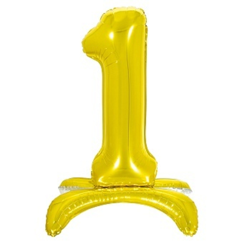 Цифра фольга №1 Золото на подставке 81см