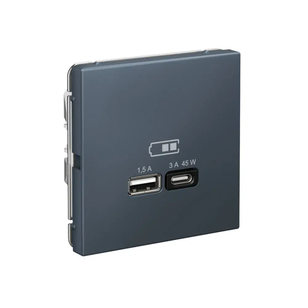 ARTGALLERY USB РОЗЕТКА A + тип-C 45Вт высокоскор.заряд. QC, PD, механизм, ГРИФЕЛЬ