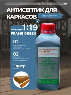 PROTECTANT Vigor Frame Green Антисептик для каркасов концентрат 1:19 С контролем нанесения 1 л