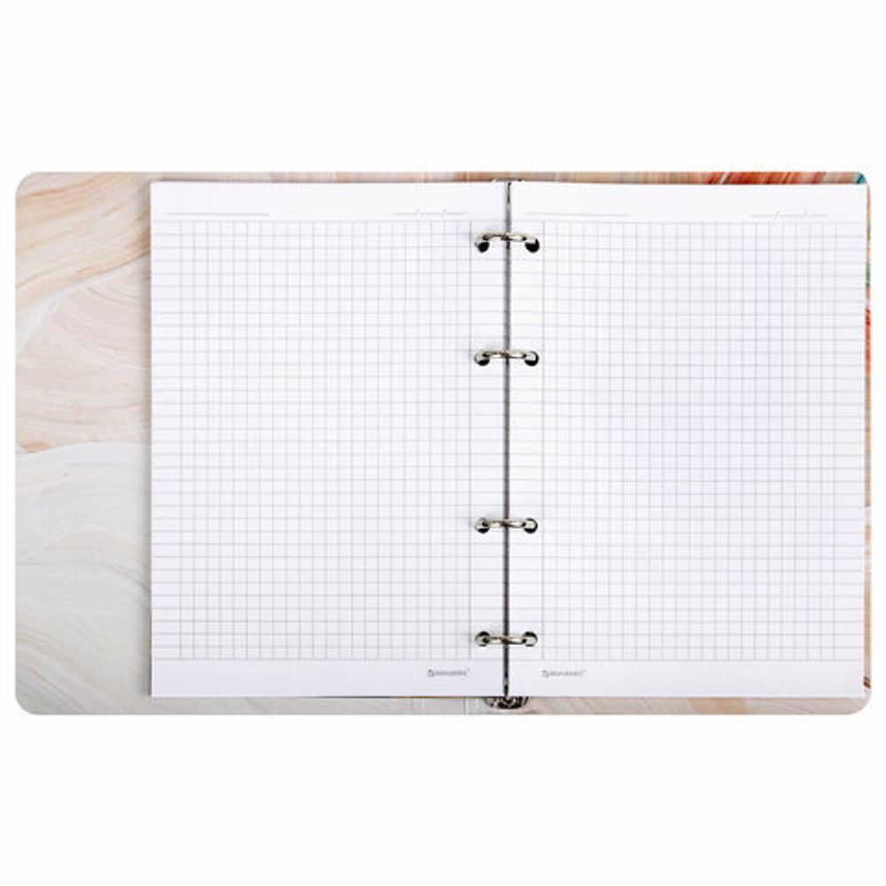 Тетрадь на кольцах А5 160х212 мм, 120 листов, картон, фольга, клетка, BRAUBERG, "Delicate flowers", 404737