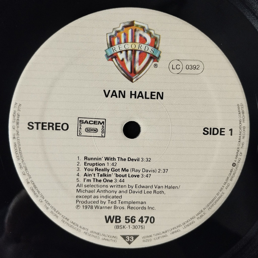 Винтажная виниловая пластинка LP Van Halen (France 1978)