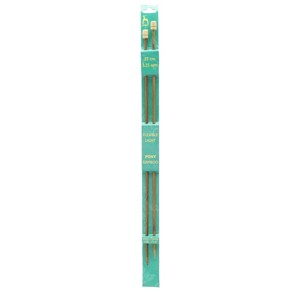 Спицы прямые Pony Bamboo ⌀3.25 мм, 33 см, бамбук, 2 шт, 66806