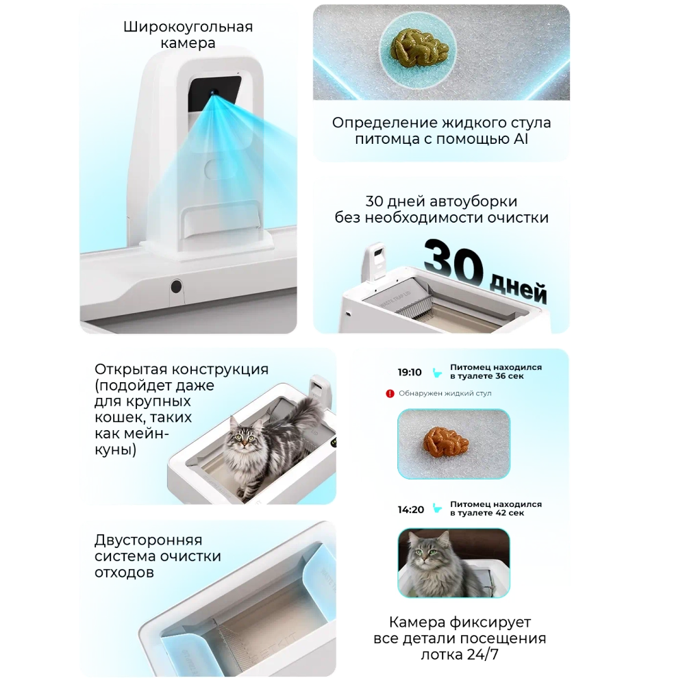 Открытый автоматический лоток с камерой Purobot Crystal Duo PETKIT