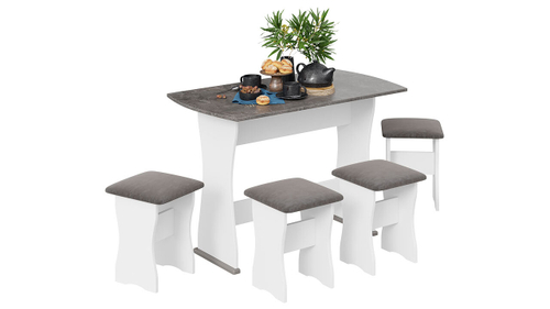 Обеденная группа тип 1 Белый/Ателье темный/Иск.замша Stone ТриЯ