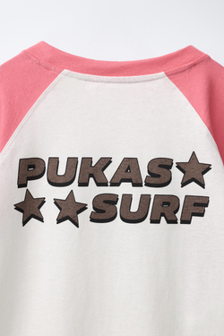 ZARA X PUKAS ФУТБОЛКА С РУКАВАМИ РЕГЛАН PUKAS SURF, РОЗОВЫЙ/БЕЛЫЙ