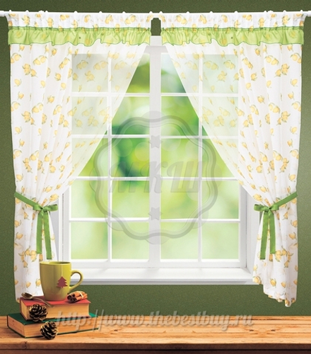 Шторы для кухни: Лиме (арт. BL05-07-01)  -  (140х175)х2 см.