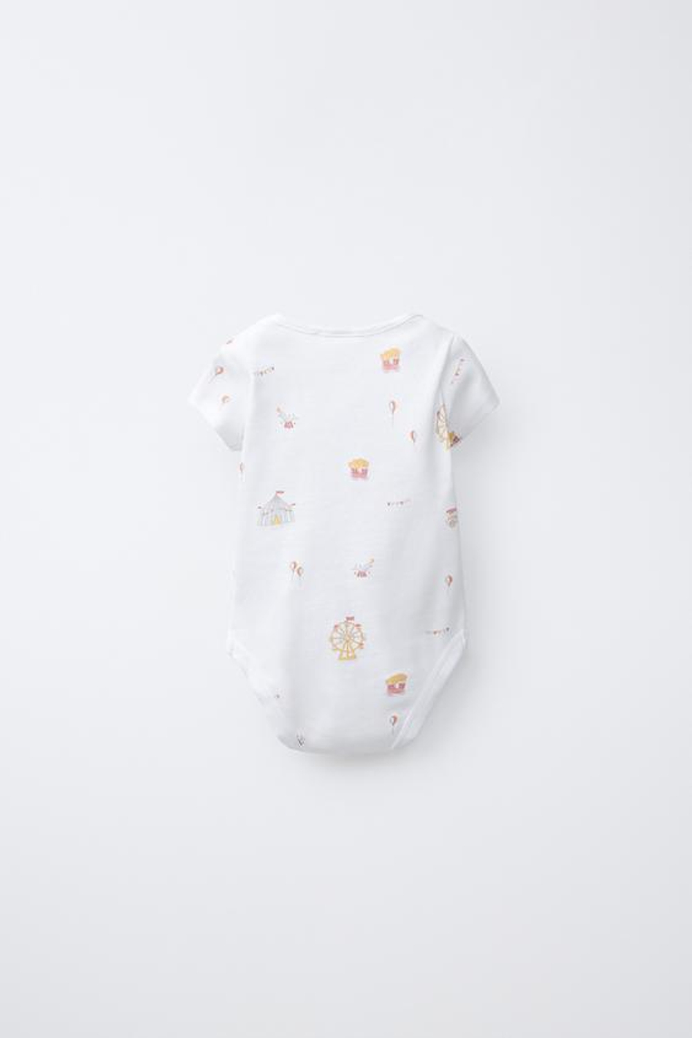 ZARA НАБОР ИЗ ПЯТИ БОДИ С ПРИНТОМ ЦИРКА, ЭКРЮ