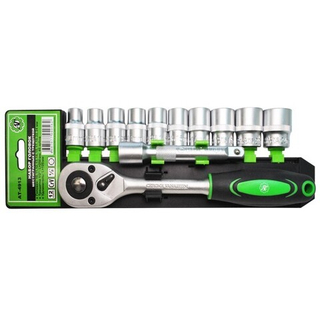 Набор головок  12пр АВТОТОРГ"АТ-4912 6-гран 1/2 (10-27мм) с трещеткой и удлинителем АТ55913