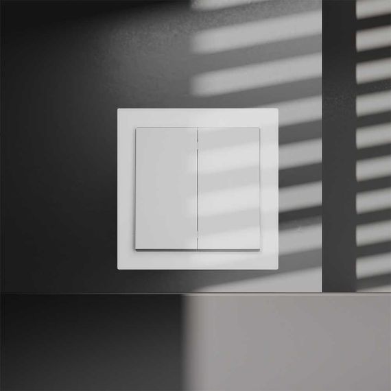 Перекрестный переключатель встраиваемый Voltum S70 двухклавишный 10А, (белый матовый) VLS020502