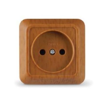 Розетка одноместная "UNIVersal" серия "Олимп" б/з, о/у, 16А, 220В, бук (венге) (еврослот) (E2314)
