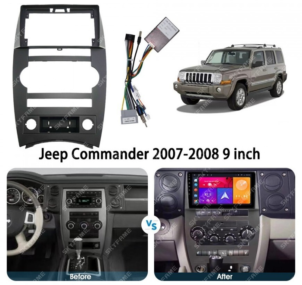 Магнитола для Jeep Commander 2005-2010 - Carmedia SF-9303 QLed, Android 12, TS10, CarPlay, 4G SIM-слот
