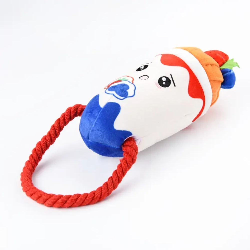 Mr.kranch игрушка для собак "йогурт", плюшевая с канатиком и пищалкой, 19 см