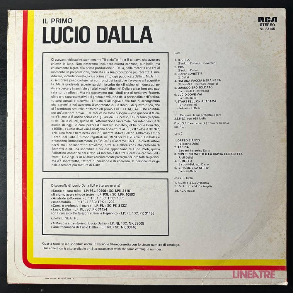 Lucio Dalla ‎– Il Primo Lucio Dalla (Италия 1980г.)