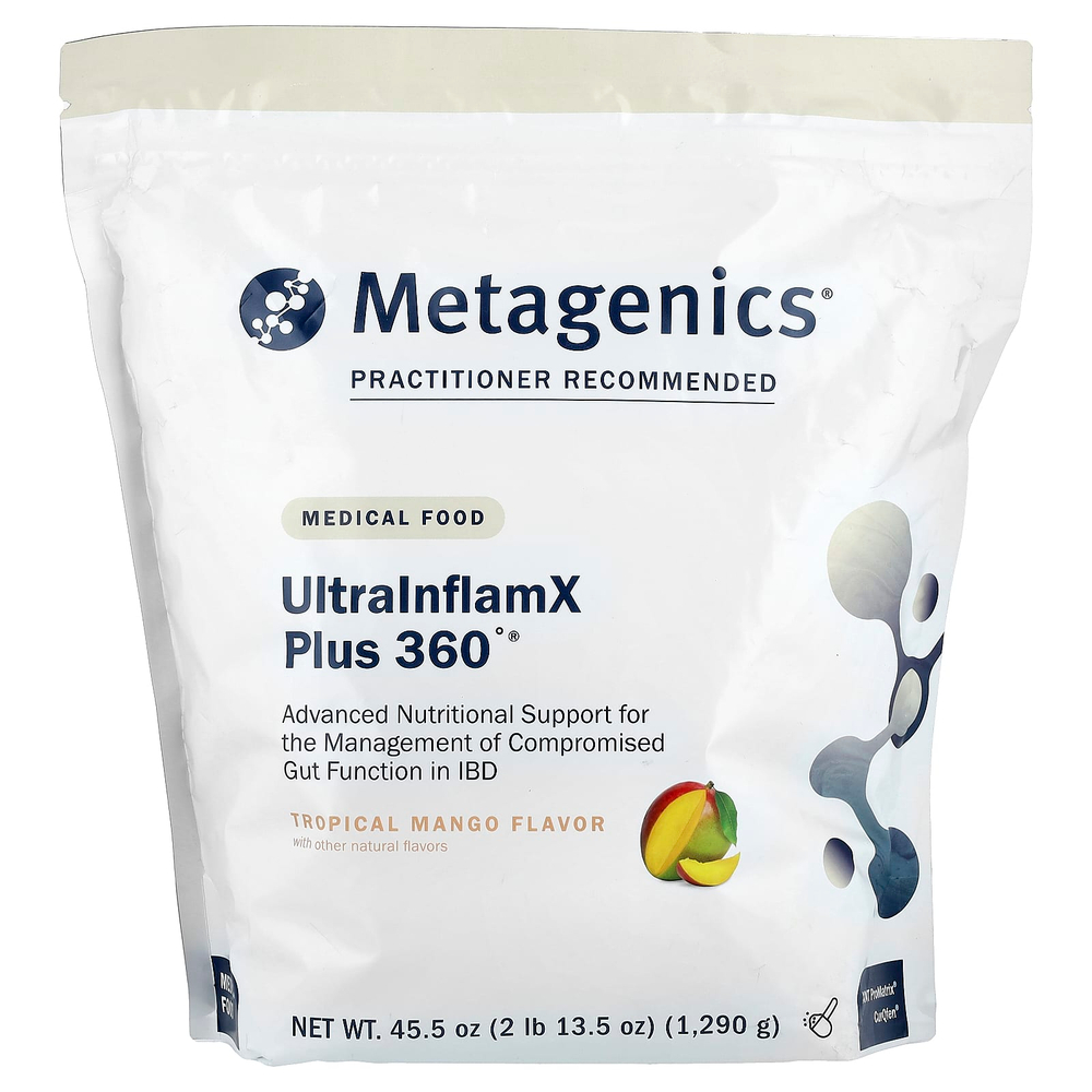 Metagenics, UltralnflamX Plus 360°®, лечебное питание, со вкусом тропического манго, 1290 г (45,5 унции)