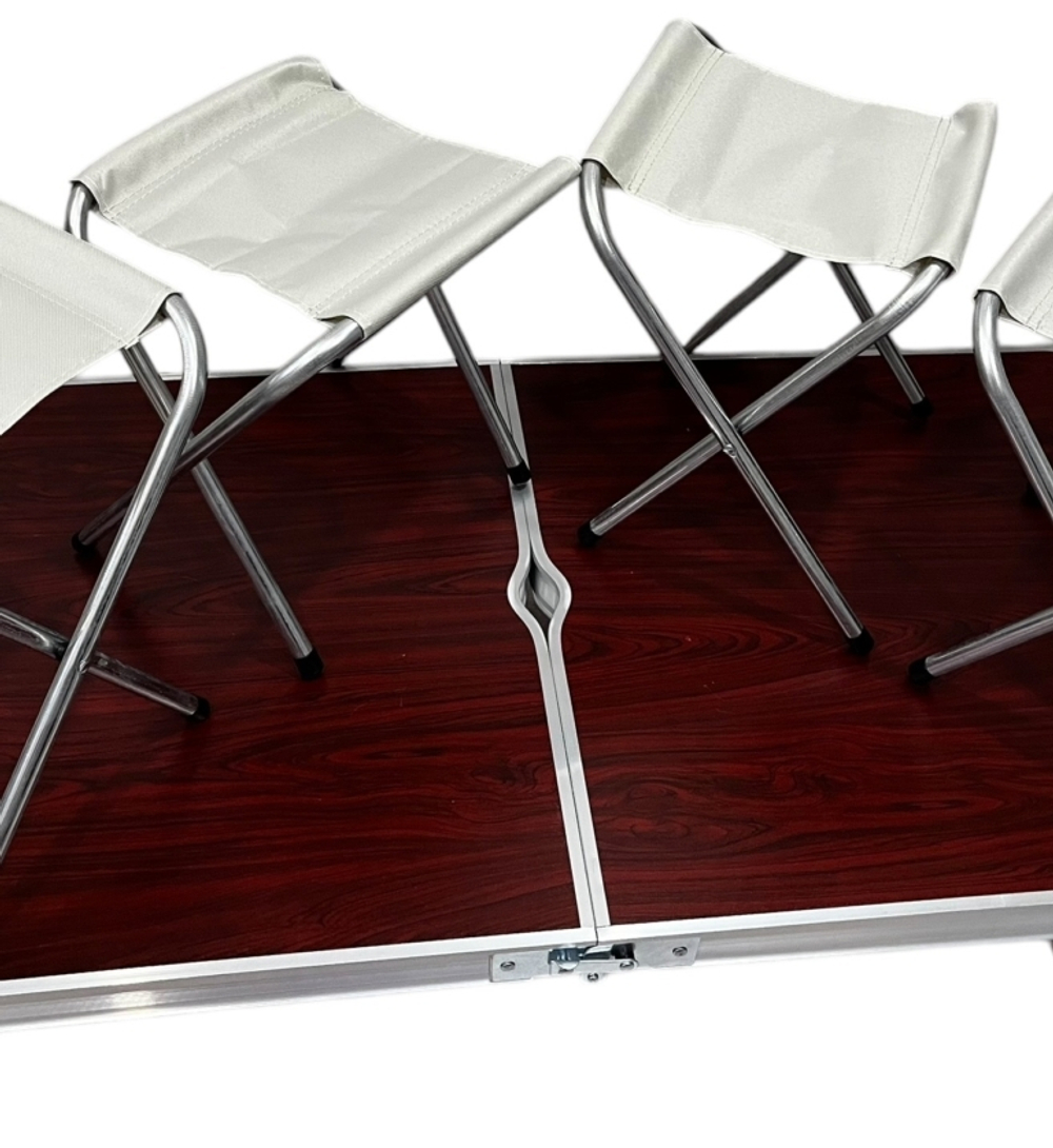 Стол туристический складной усиленный с 4 стульями (темный)