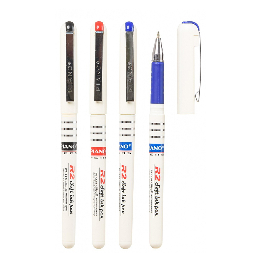 Ручка шариковая, масляная, Piano, 3 цвета чернил, серия "R2", белый корпус, 50 шт