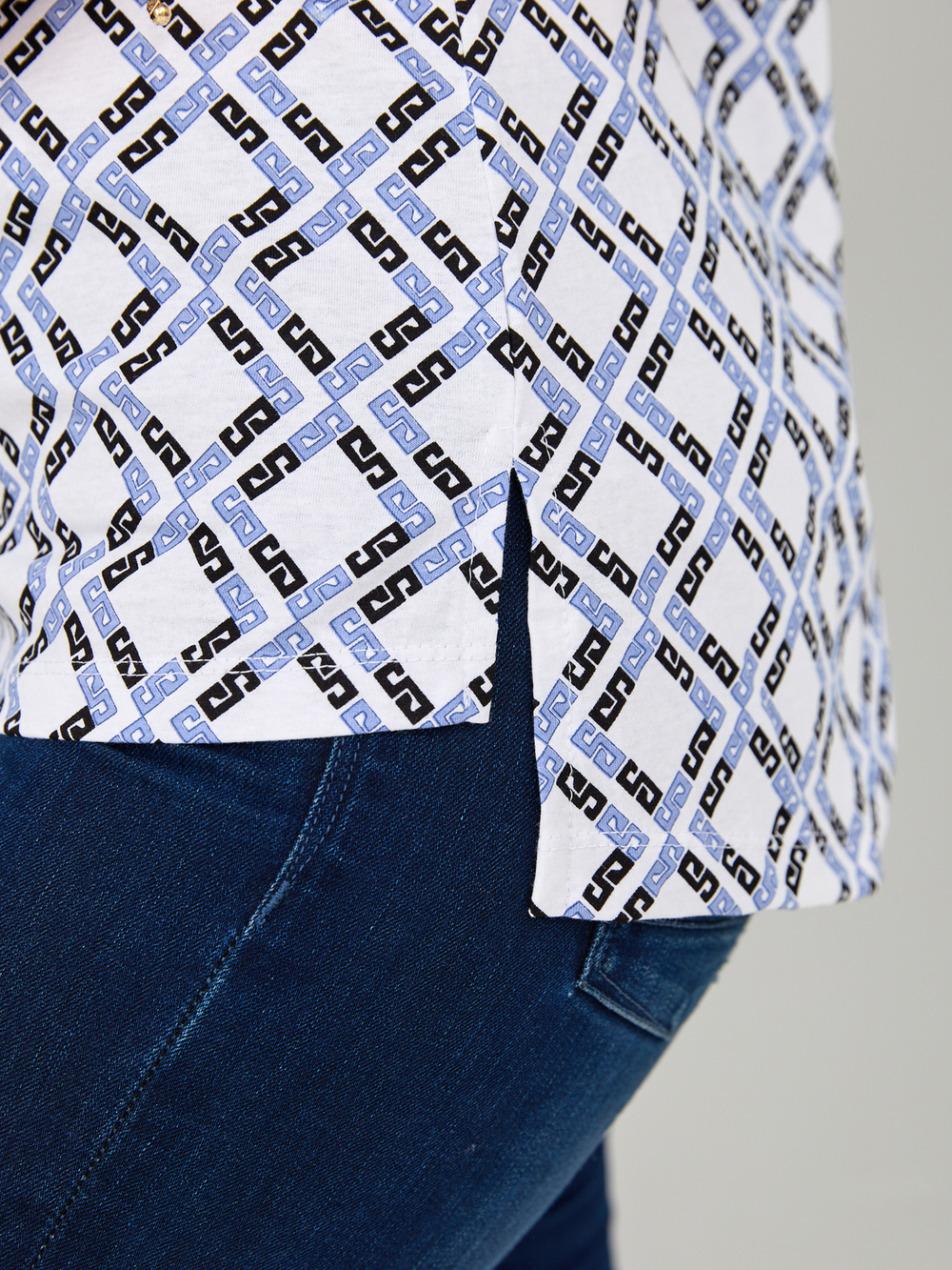 Блузка БЛ-131/орнамент-голубой