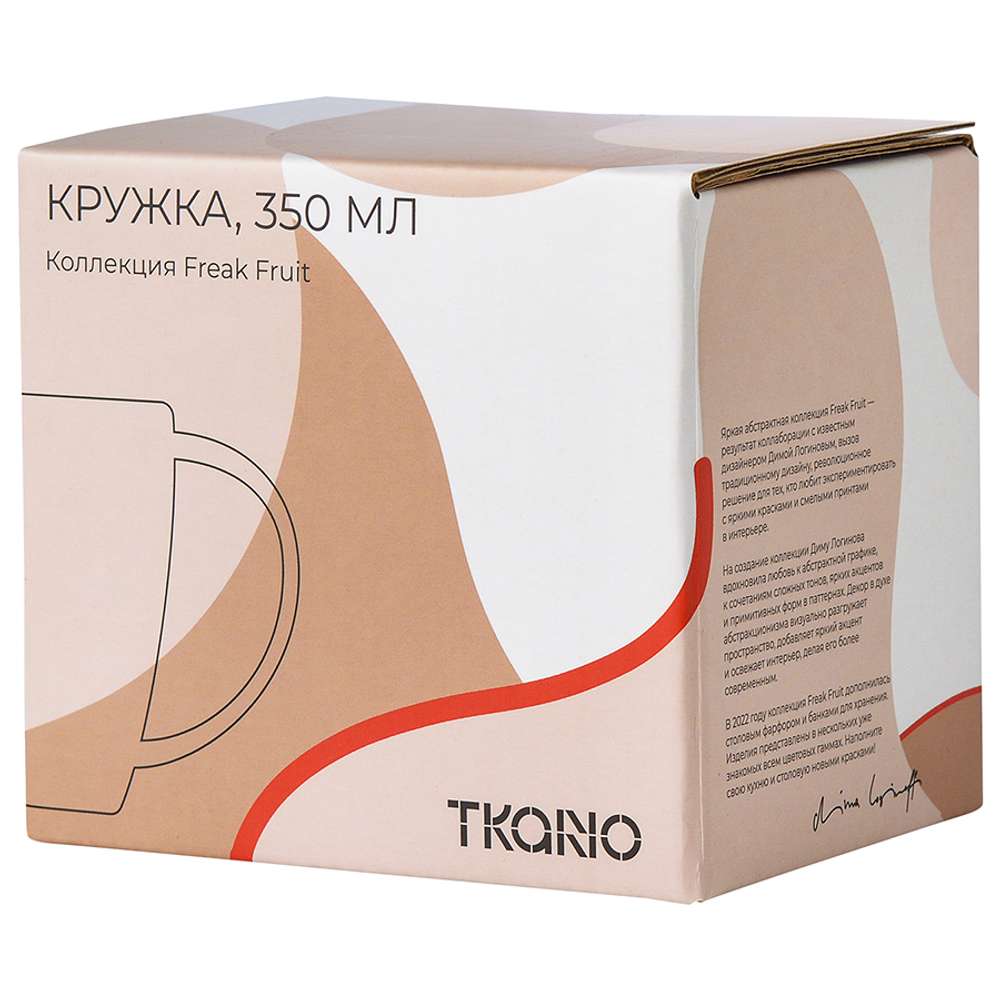 Кружка бежевого цвета с авторским принтом из коллекции freak fruit, 350мл
