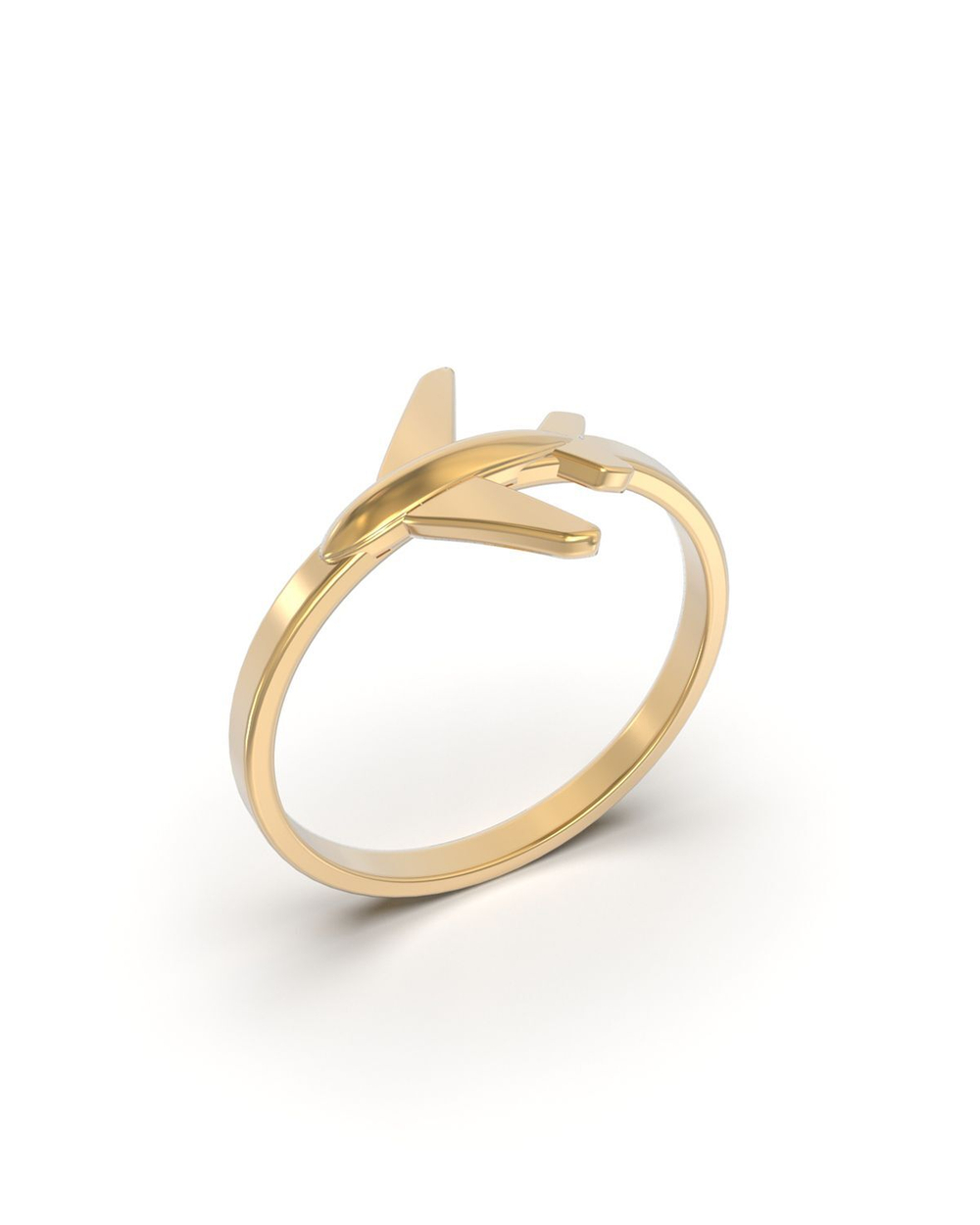 Серебряное кольцо 925 пробы с позолотой Самолёт, арт.0008-02