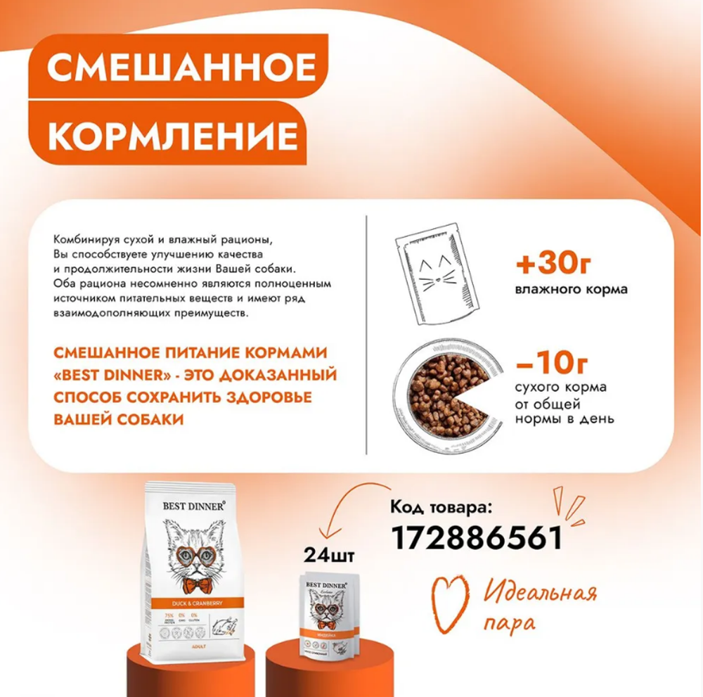 Сухой корм для кошек Best Dinner Adult Cat 1,5кг утка и клюква