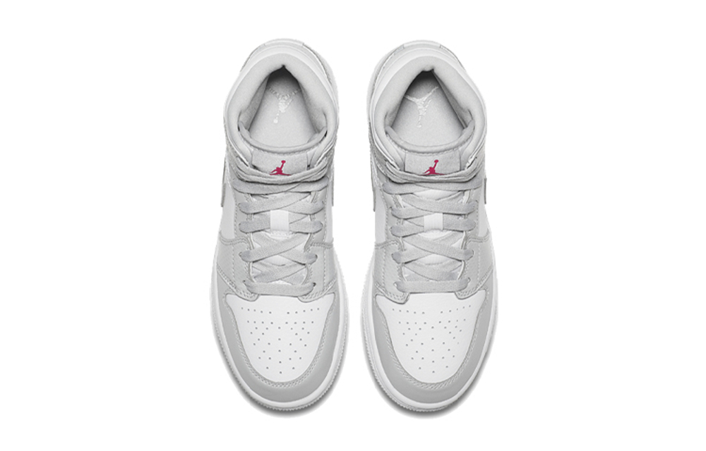 Jordan Air Jordan 1 Mid High top Basketball Shoes White Silver Unisex