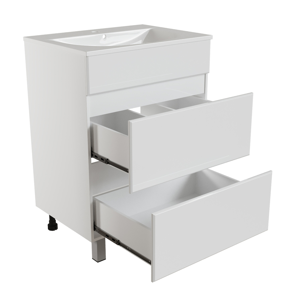 Тумба д/ванной "БРИКС-60" 2 ящ. под раковину "Breeze 60" меб. (Sanita Luxe) (ПВХ)(разбор)