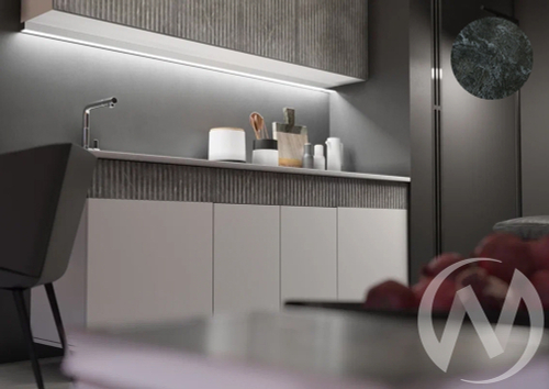 Кухня Оливия NEW 2;0м (белый/белый глянец холодный; мрамор глянец/кастилло темный)