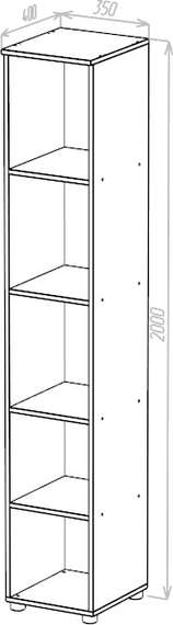Стеллаж узкий Стандарт-Pro ясень шимо темный