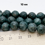 Апатит зеленый бусины, диаметр 9,9-10,1 мм, цена за 9 шт (1/4 нити)