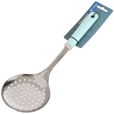 Шумовка нерж сталь, пластик ручка, навеска, Daniks, Кванти, YW-KT580-6