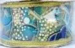 Лента для украшения узкая голубая с узором, 3,5 см.х2,7 м. (523132)