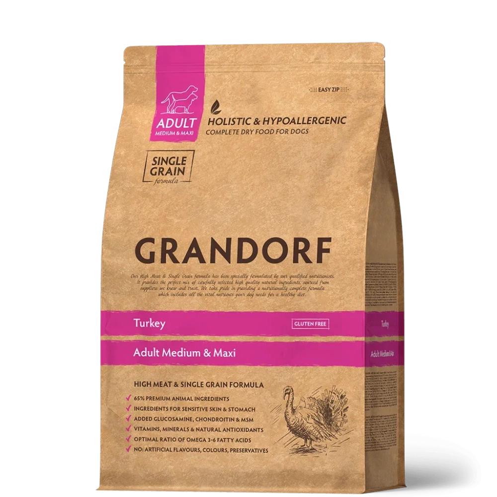 Сухой корм GRANDORF DOG Turkey MED&MAXI индейка для взрослых собак средних и крупных пород 1кг