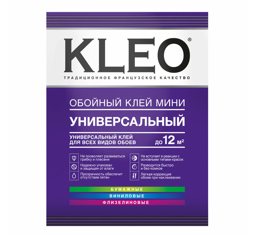 Клей для всех видов обоев, Kleo, Мини, 12 кв. м, 60 г, пакет, К1-О-1111
