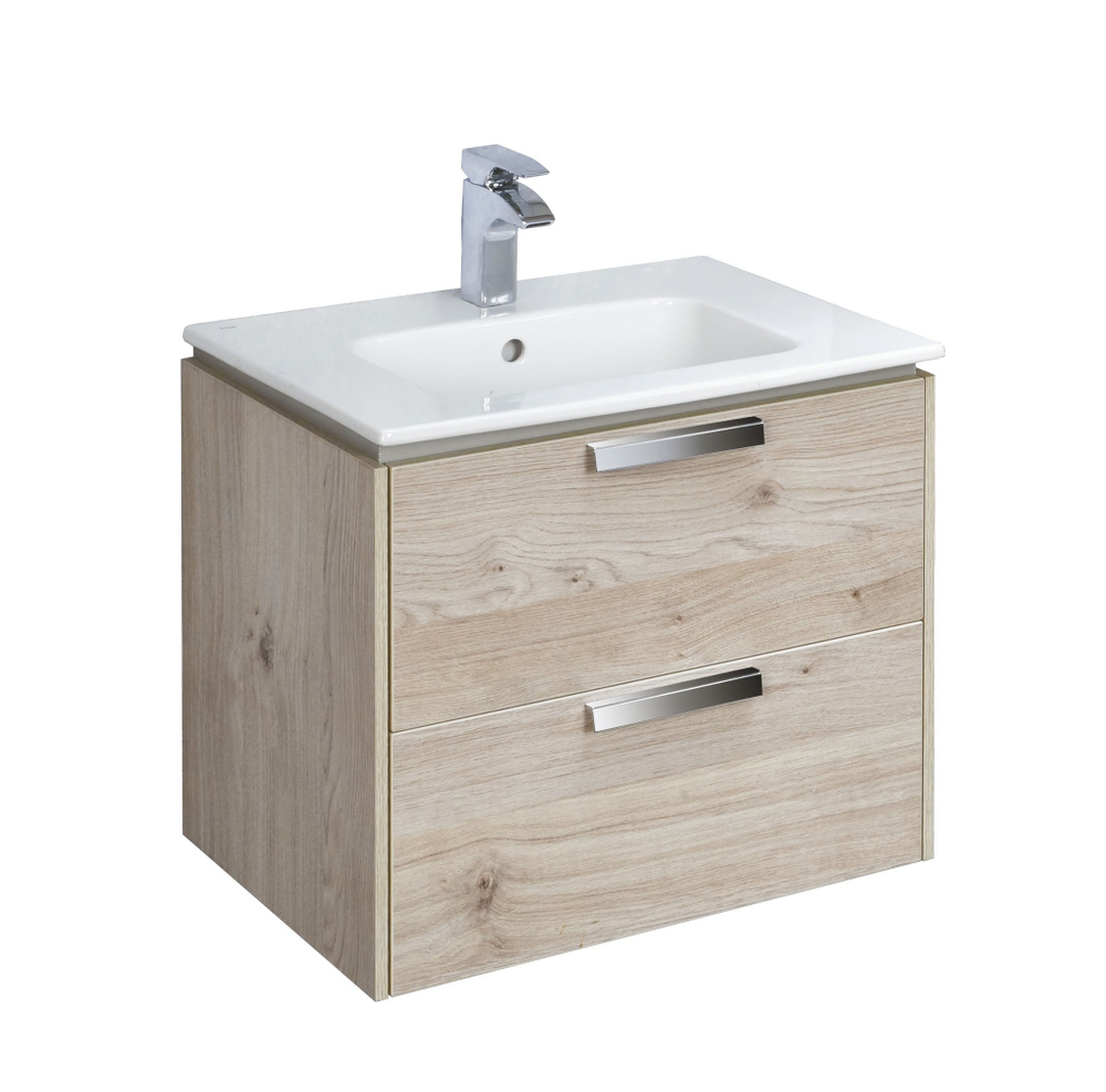 Тумба Lago 600 2 ящика светлый дуб/Раковина Victoria-N Unik 60, ZRU9307639