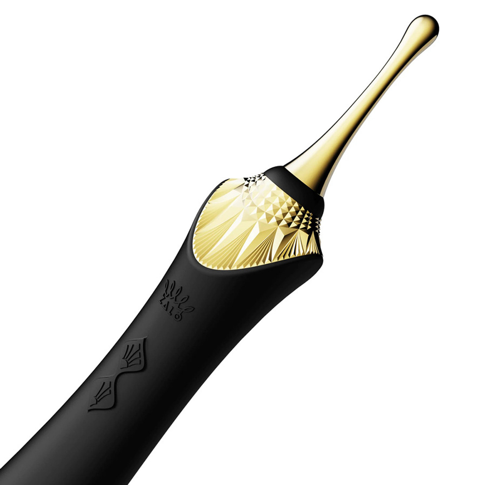 Черный клиторальный вибростимулятор 21,9см с насадками Zalo Bess Clitoral Massager Obsidian Black