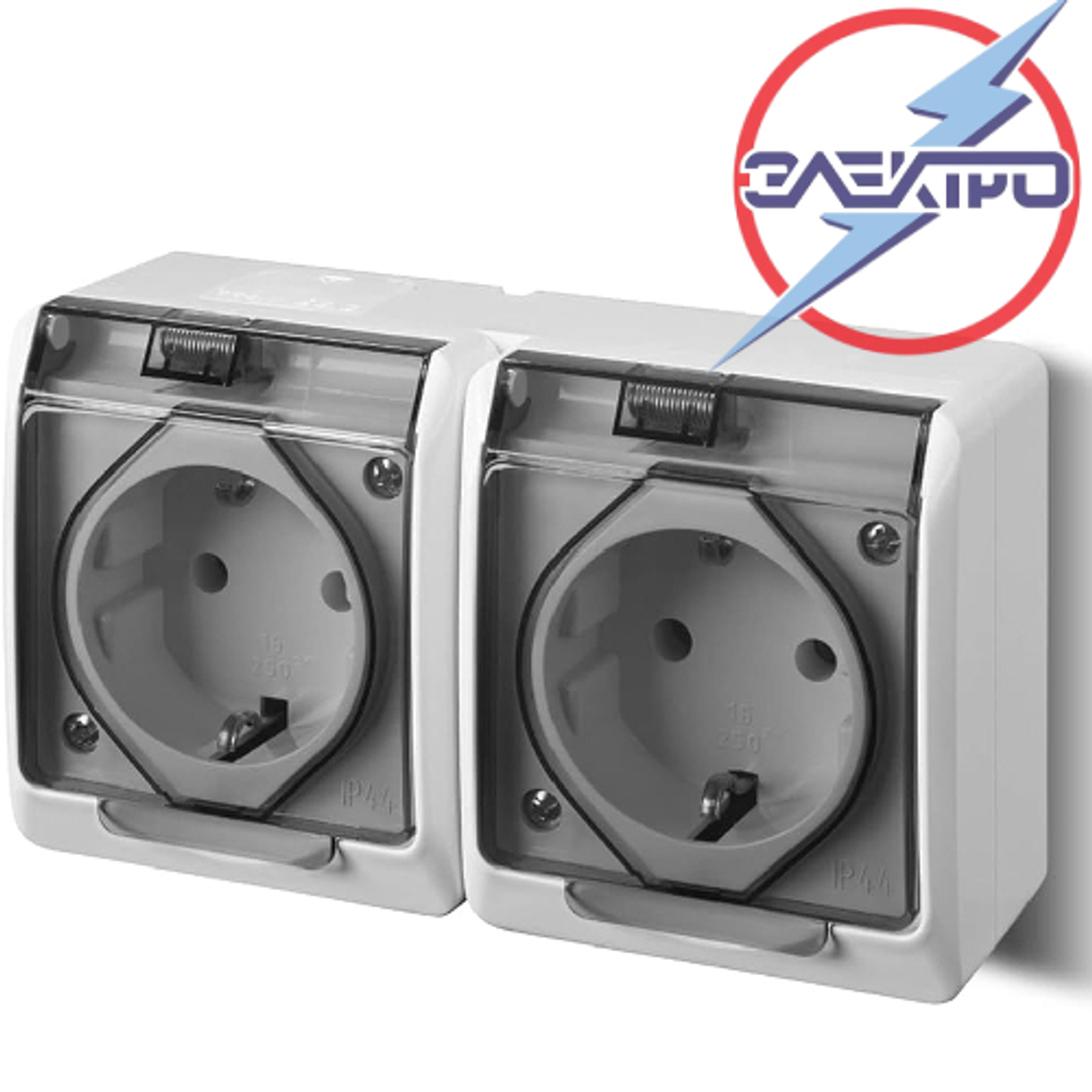BM1021 Розетка 2-я с/з с прозрачной крышкой IP44 Электро