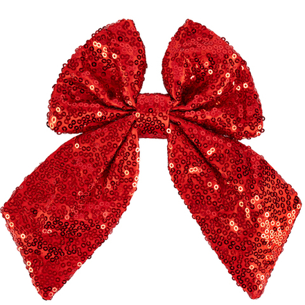 Декоративный бант Праздничные пайетки, Красный, с блестками