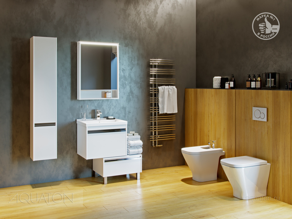 Шкаф - колонна AQUATON Капри правый белый глянец 1A230503KP01R