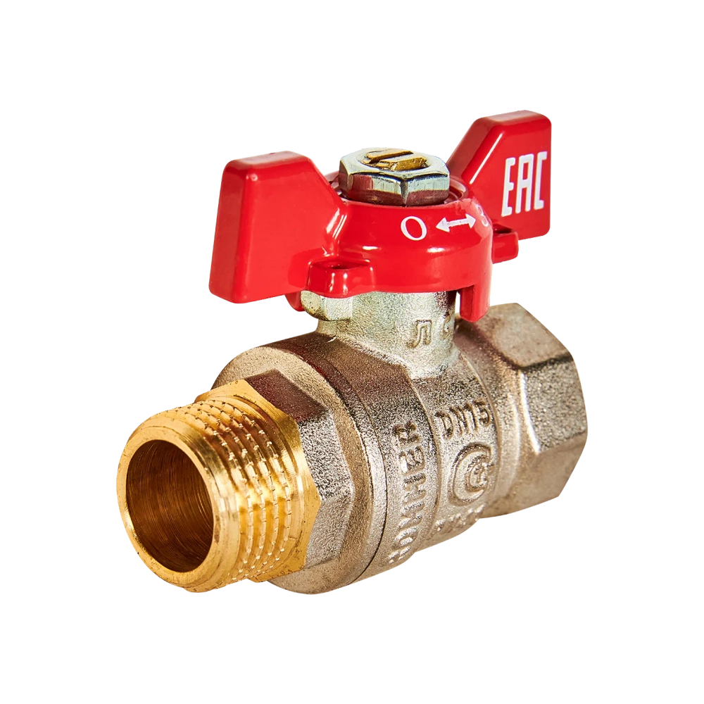 Кран шаровой полнопроходной ROMMER - 1/2" (ВР/НР, PN40, ручка-бабочка)