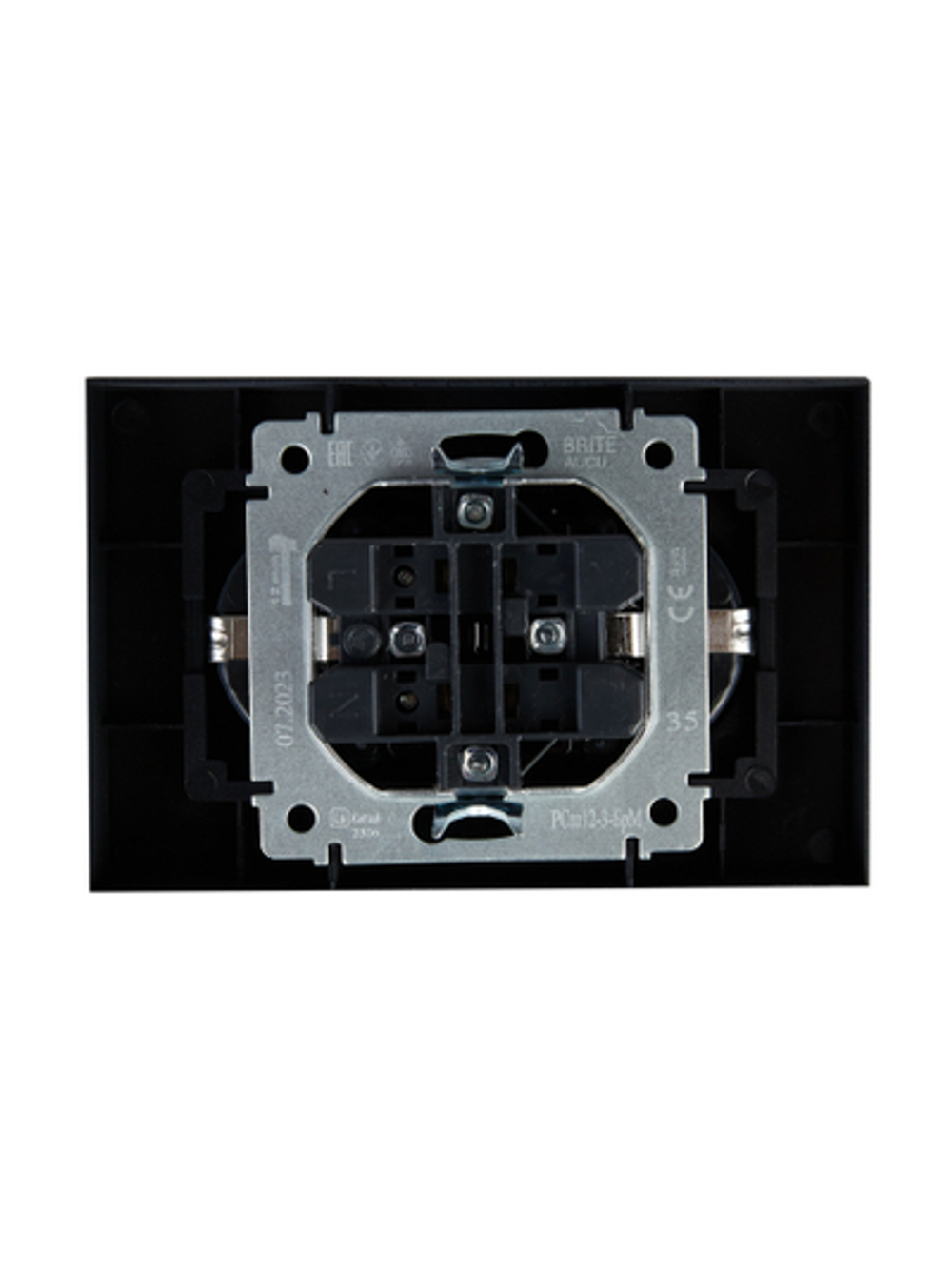 BRITE Розетка 2-местная с заземлением с защитными шторками 16А в сборе РСш12-3-БрМ маренго IEK