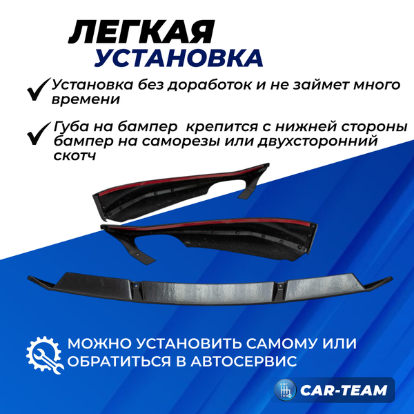 Сплиттер (юбка, губа) "Барс" переднего бампера на Лада Гранта FL - шагрень