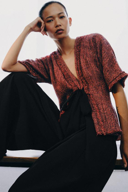 ZARA БРЮКИ WIDE LEG С ЗАЩИПАМИ — ZW COLLECTION, ЧЕРНЫЙ