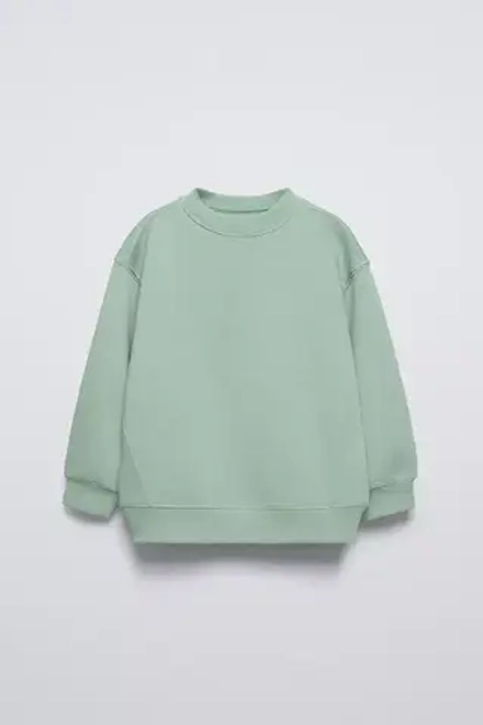 ZARA БАЗОВАЯ ТОЛСТОВКА ИЗ МЯГКОЙ ТКАНИ, СВЕТЛО-ЗЕЛЕНЫЙ