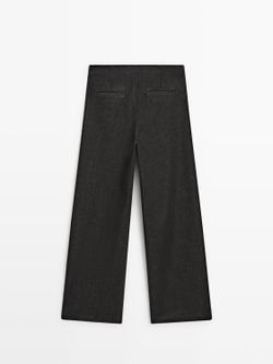 Massimo Dutti Джинсы с высокой талией и широкими штанинами, черный