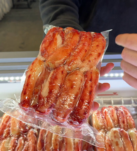 Мясо камчатского краба 1-я фаланга (выдувка с подворотом), очищенное, варено-мороженое, 1кг