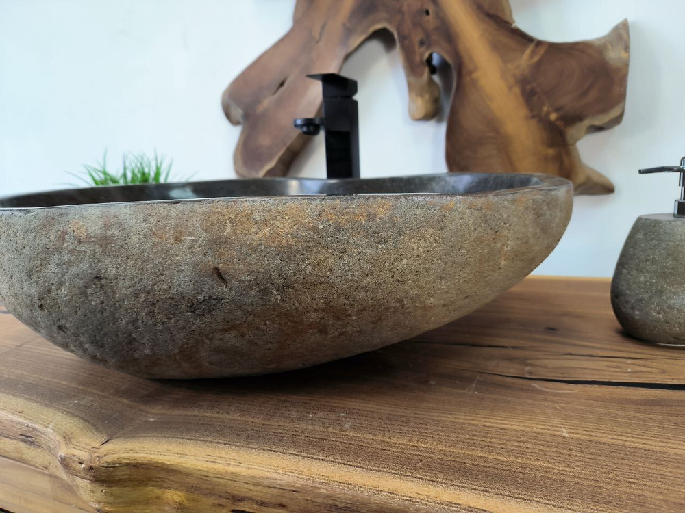 Раковина из речного камня RS-65802 60х47х15 из натурального камня