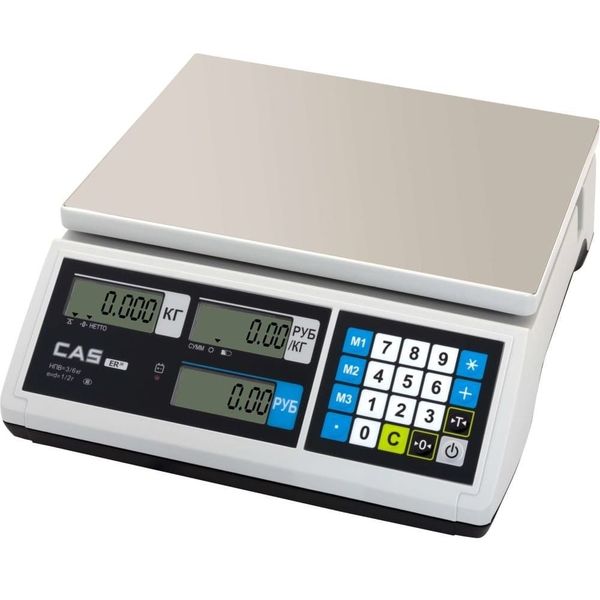 Весы торговые настольные CAS ER JR-30CB, RS232, USB (опция), 30кг, 5/10гр, 290x209, с поверкой, без стойки